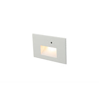 Horizontal Amber Step and Wall Light with Photocell in Anti-microbial White Aluminum