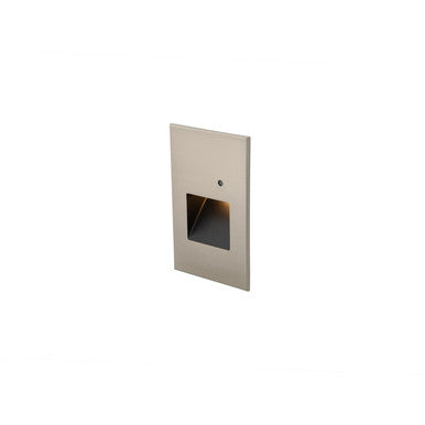 Vertical Amber Step and Wall Light with Photocell in Brushed Nickel Aluminum
