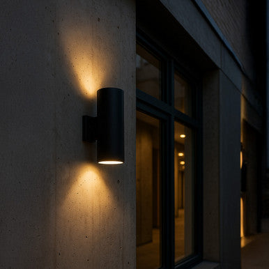 6 Inch LED Cylinder Sconce - Watt Selectable 24W/32W/40W - 3200 Max Lumens - Color Selectable 30K/40K/50K - 120-277V - Black Finish - Dimmable Up/Down Light - With Photocell