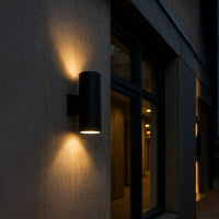 6 Inch LED Cylinder Sconce - Watt Selectable 24W/32W/40W - 3200 Max Lumens - Color Selectable 30K/40K/50K - 120-277V - Black Finish - Dimmable Up/Down Light - With Photocell