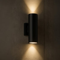6 Inch LED Cylinder Sconce - Watt Selectable 24W/32W/40W - 3200 Max Lumens - Color Selectable 30K/40K/50K - 120-277V - Black Finish - Dimmable Up/Down Light - With Photocell