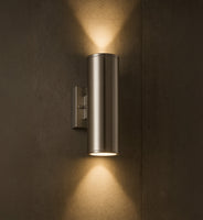 6 Inch LED Cylinder Sconce - Watt Selectable 24W/32W/40W - 3200 Max Lumens - Color Selectable 30K/40K/50K - 120-277V - Brushed Nickel Finish - Dimmable Up/Down Light - With Photocell