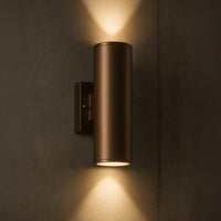 6 Inch LED Cylinder Sconce - Watt Selectable 24W/32W/40W - 3200 Max Lumens - Color Selectable 30K/40K/50K - 120-277V - Bronze Finish - Dimmable Up/Down Light - With Photocell