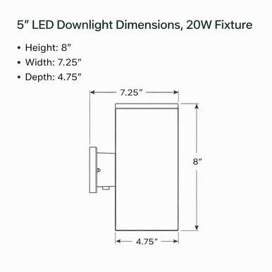 LED Square Cylinder Sconce Wall Light - 20 Watt - 960 Lumens - Color Selectable 30K/40K/50K - 120V - Brushed Nickel Finish - Dimmable Down Light