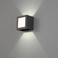 Beam Changing Window wall sconce with CCT selectable up and down lights and on-board dimming front panel light