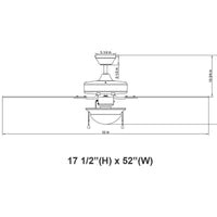 52 Inch White Finish MDF 5-Blade Ceiling Fan & Light - 120V - 9W A19 x2 - 3000K Soft White - With Pull Chain Switch