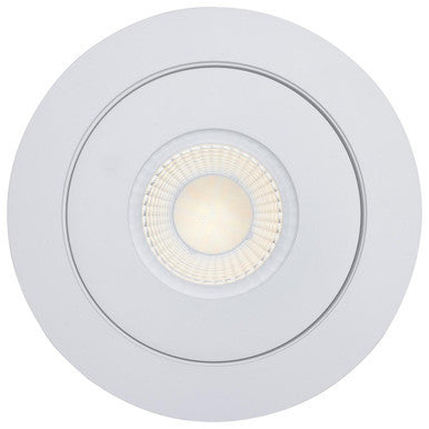 6 Inch Round LED Gimbaled Downlight - 15W - 1400 Lumens - 120V - Color Temperature Selectable 27K/30K/35K/40K/50K - White Finish - No Recess Can Required