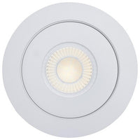 6 Inch Round LED Gimbaled Downlight - 15W - 1400 Lumens - 120V - Color Temperature Selectable 27K/30K/35K/40K/50K - White Finish - No Recess Can Required