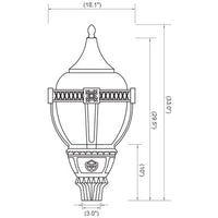 LED Designer Post Light - Small - Selectable 100/80/60 Watt - 11000 Max Lumens - Color Selectable 30K/40K/50K - 120-277V - Black - Fits Up to 3 Inch Pole Top
