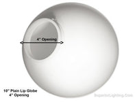 10 Inch Plastic Globe Plain Lip Opening White Acrylic
