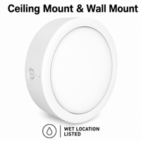LED Round Bulk Head Light - Wall or Ceiling Mount – Wet Location - Watt Selectable 60W/48W/36W - Color Selectable 30K/40K/50K - 120/277V - White Finish - Integrated Photocell Included