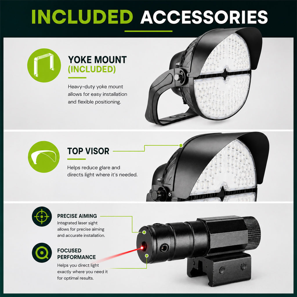 LED Stadium Lights - High Output Flood Lighting For Large Areas - Options for 120, 277 and 480 Volts - Choose Your Wattage