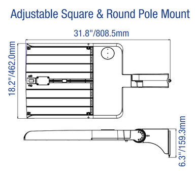 LED Pickleball Court Light - Watt Selectable  600W/480W/360W - 5000K Daylight - Max 100,000 Lumens - 277-480V - Adjustable Pole Mount - Bronze Finish