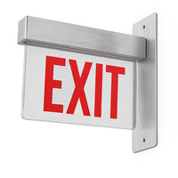 Lithonia Aluminum Edge-Lit Exit Sign, Double face, Red with mirror separator, Double face, Dual voltage, End mount, AC Only - NO Emergency Battery