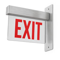 Lithonia Aluminum Edge-Lit Exit Sign, Double face, Red with mirror separator, Double face, Dual voltage, End mount, AC Only - NO Emergency Battery