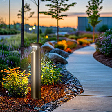 LED Solar Bollard Lights with Remote - Height 20IN - 3 Watt - 390 Lumens - 4000K Cool White - Anchor Bolts & Plate Included - Bronze Finish
