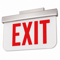 Dual Lite LESCSRXWA-8L Ceiling Mount Architectural Edge-Lit LED Exit Sign, Single Face, Red Letters, No Arrows, White Finish, AC Only, Audible/ Flasher Module