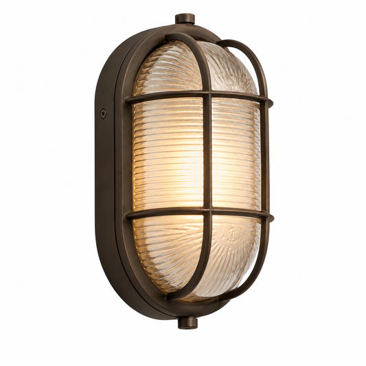 Hubbell Outdoor Lighting BOF-01 28W Euroluxe Wall or Ceiling Mount Decorative Oval Fluorescent Wallpack, Bronze