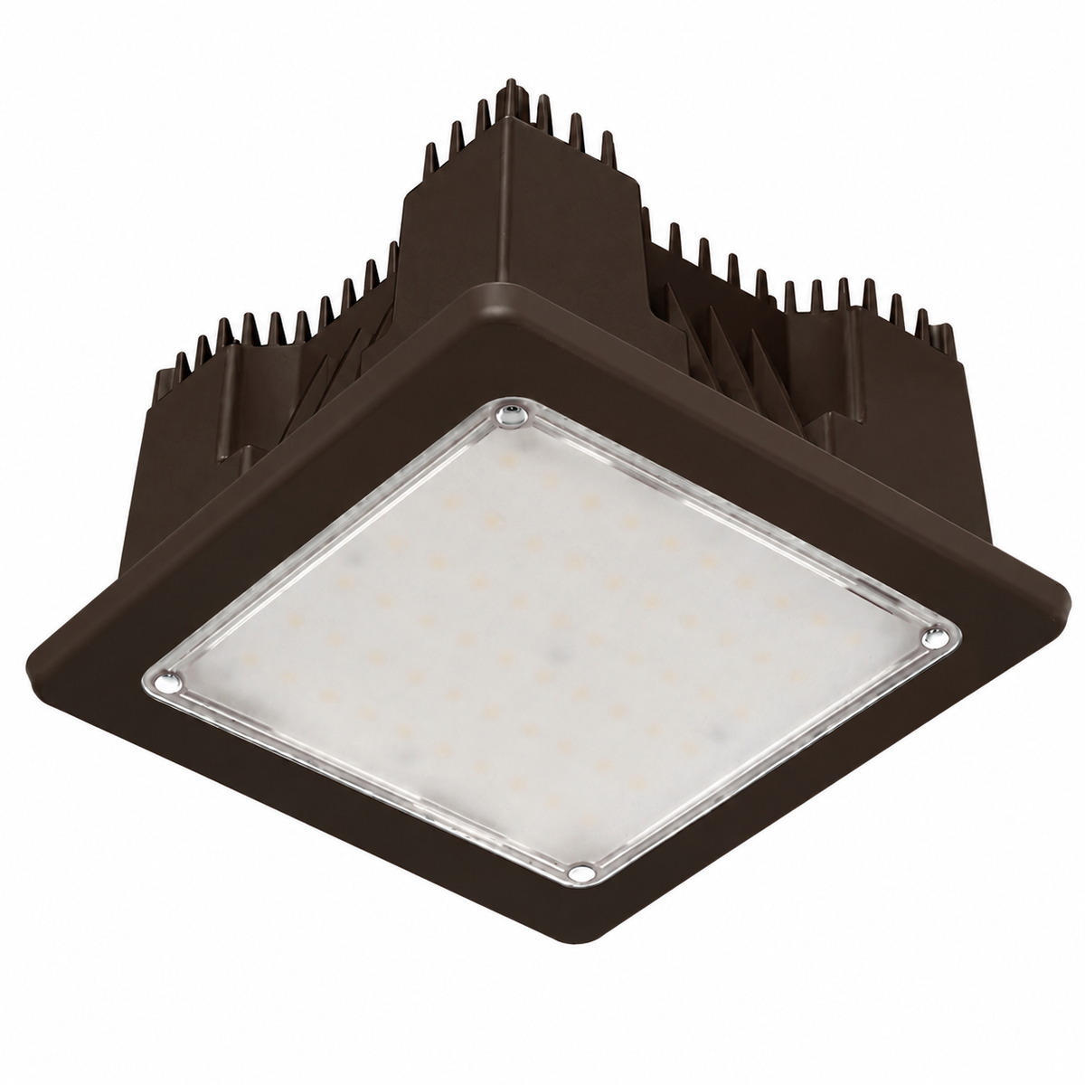 Recessed Canopy,LED,ALO2,5000K ,90CRI,Symmetric Frost Lens,120-277V,11.5IN Square Bezel,Dark bronze finish, super durable