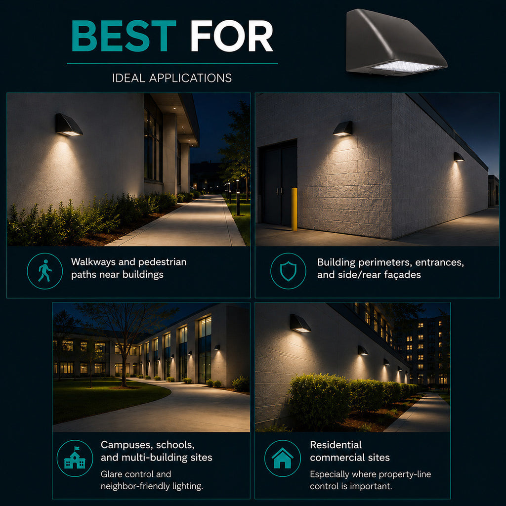 LED Cut Off Wallpack - Watt Selectable 45W/36W/27W/18W - 6500 Max Lumens - Color Selectable 30K/40K/50K - 120-277V - Bronze Finish - With Integrated Photocell