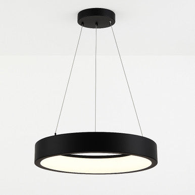 LED Hollow Circle Pendant - 24 Inch - Up-Down Light - 40 Watt - Color Selectable 27K/30K/35K/40K/50K - 120-277V - Black Finish