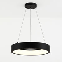 LED Hollow Circle Pendant - 24 Inch - 40 Watt - Color Selectable 27K/30K/35K/40K/50K - 120-277V - Black Finish