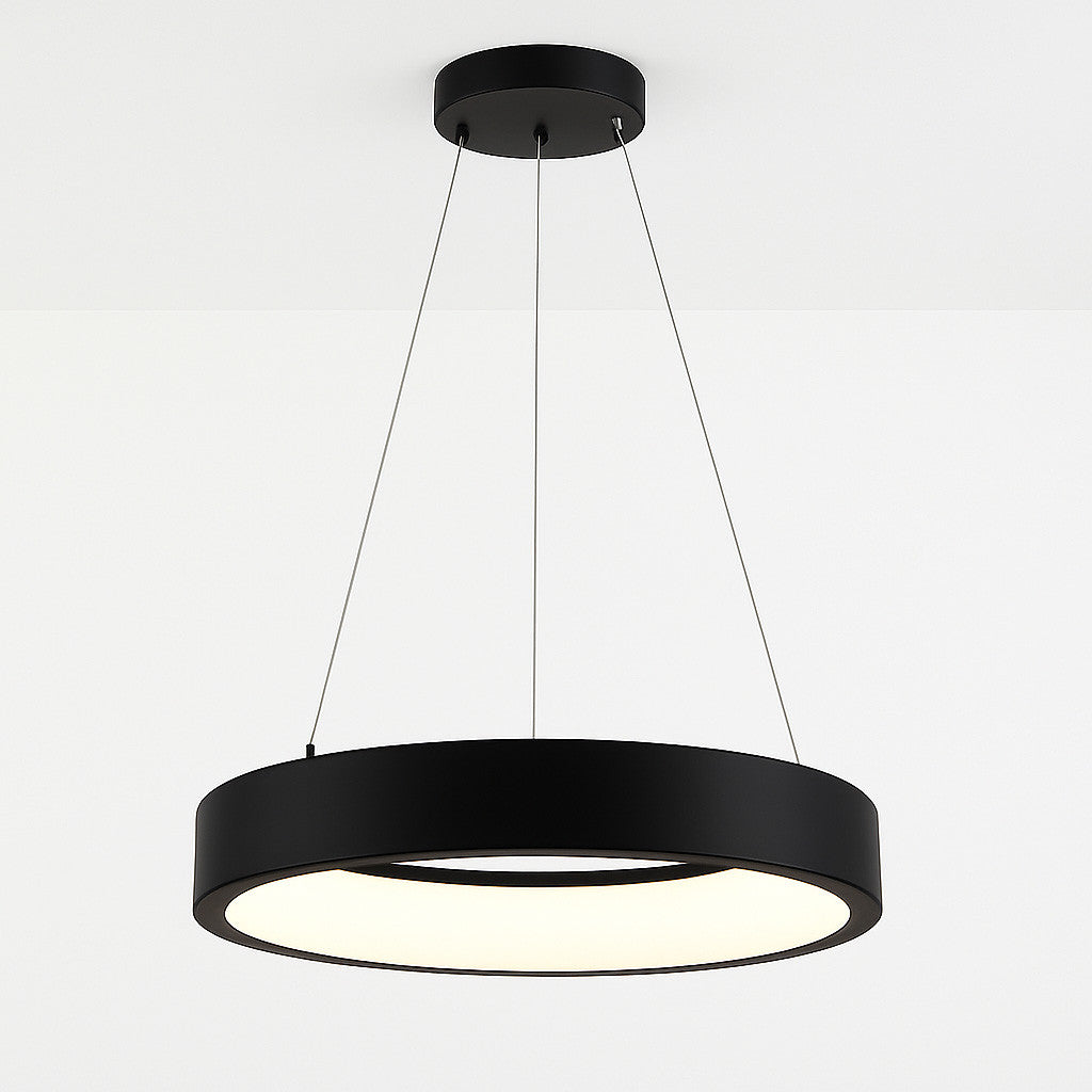 LED Hollow Circle Pendant - 36 Inch - Up-Down Light - 80 Watt - Color Selectable 27K/30K/35K/40K/50K - 120-277V - Black Finish