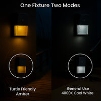 LED Turtle Friendly Wallpack - Color Selectable 4000K Cool White or Amber - 20 Watt - 120-277V - Black Finish - Integrated Photocell - TURTLE SAFE
