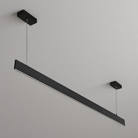 Architectural Slim Pendant Light - Multiwatt 30W/34W/37W/40W - Max 3600 Lumens - 6 Foot - Black Finish - Color Tunable 27K/30K/35K/40K/50K - Frosted Lens - Suspension Cable Mount - 120-277V