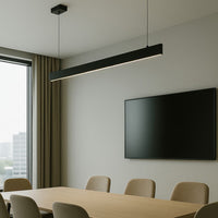 Architectural Slim Pendant Light - Multiwatt 30W/34W/37W/40W - Max 3600 Lumens - 6 Foot - Black Finish - Color Tunable 27K/30K/35K/40K/50K - Frosted Lens - Suspension Cable Mount - 120-277V