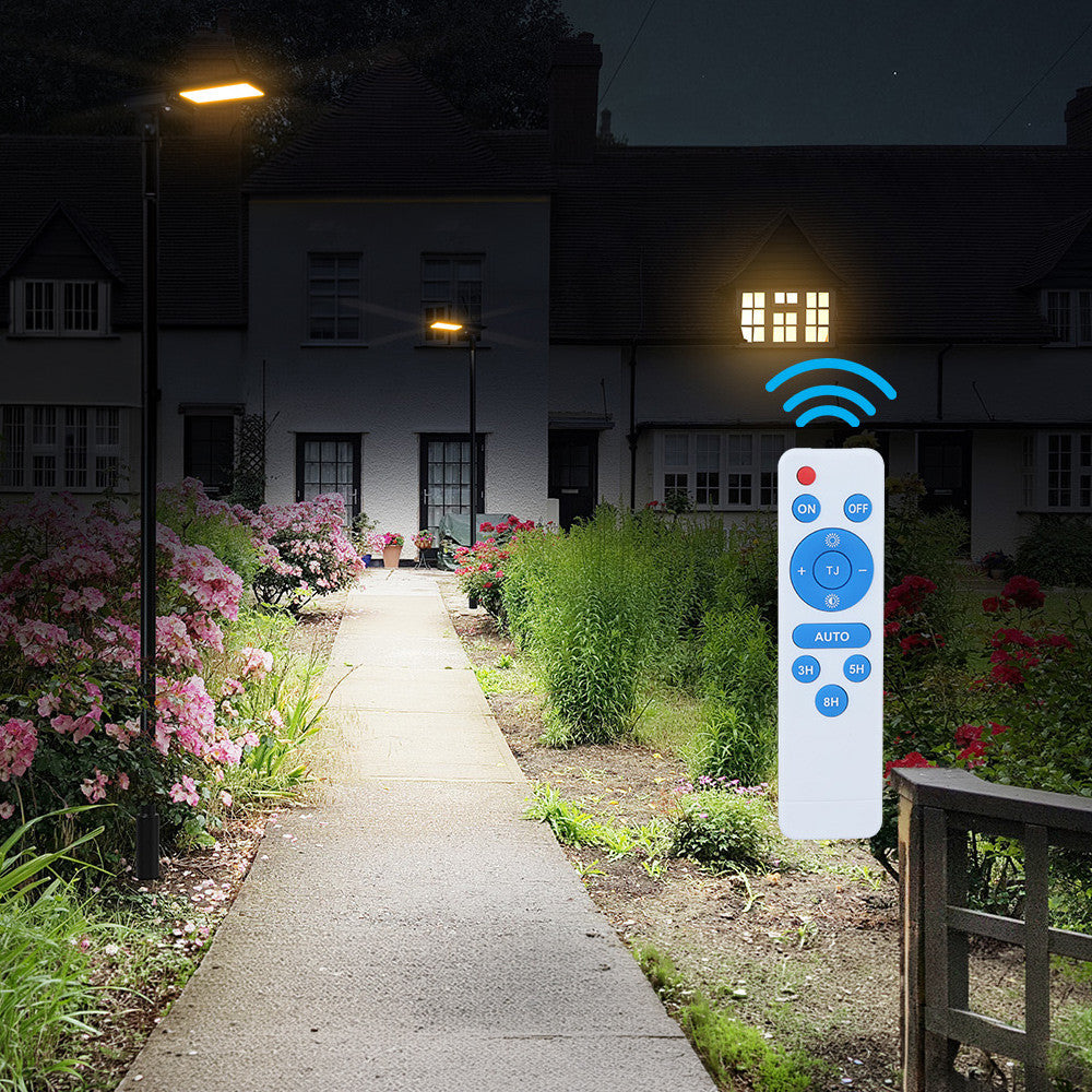 LED Solar Street Light - 80 Watt - 12000 Lumens - 6000K Daylight - Post Mount - with Programmable Motion Sensor - Black Finish