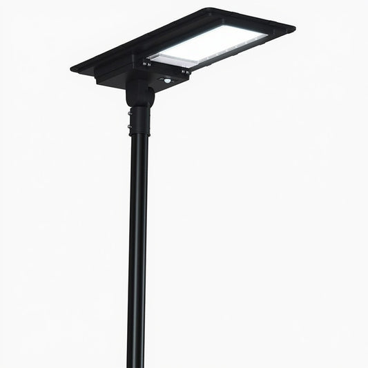 LED Solar Street Light - 80 Watt - 12000 Lumens - 6000K Daylight - Post Mount - with Programmable Motion Sensor - Black Finish