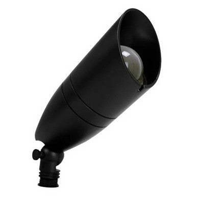Slim Bullet LED Landscape Light With Shroud- 8 Watts - 700 Lumens - 120V - Color Temperature Selectable 30K/40K/50K  - Knuckle Mount With Included Stake - Black Finish