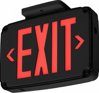Wet location LED exit sign, Black, Single face, Red, Emergency, Emergency operation with self-diagnostic, Two tamperproof Torx-head screws