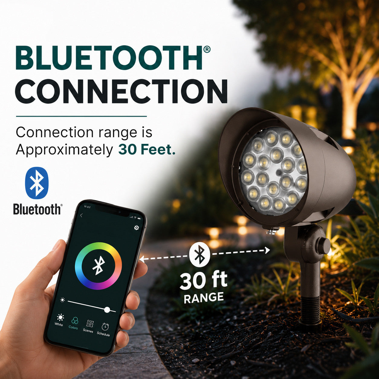 15 Watt RGBW LED Landscape Bullet Light with Knuckle Mount - Integrated LED - 720 Lumens - 120-277V