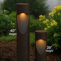 LED Garden Pathway Bollard Light - 15 Watts 1500 Lumens - Color Selectable 30K/40K/50K - 26 Inches Tall - 120-277V - Bronze Finish