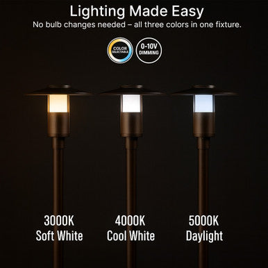 Indirect LED Post Light - Watt Selectable 40W/30W/20W/12W - Color Selectable 30K/40K/50K - 120-277V - 0-10V Dimmable - Bronze Finish