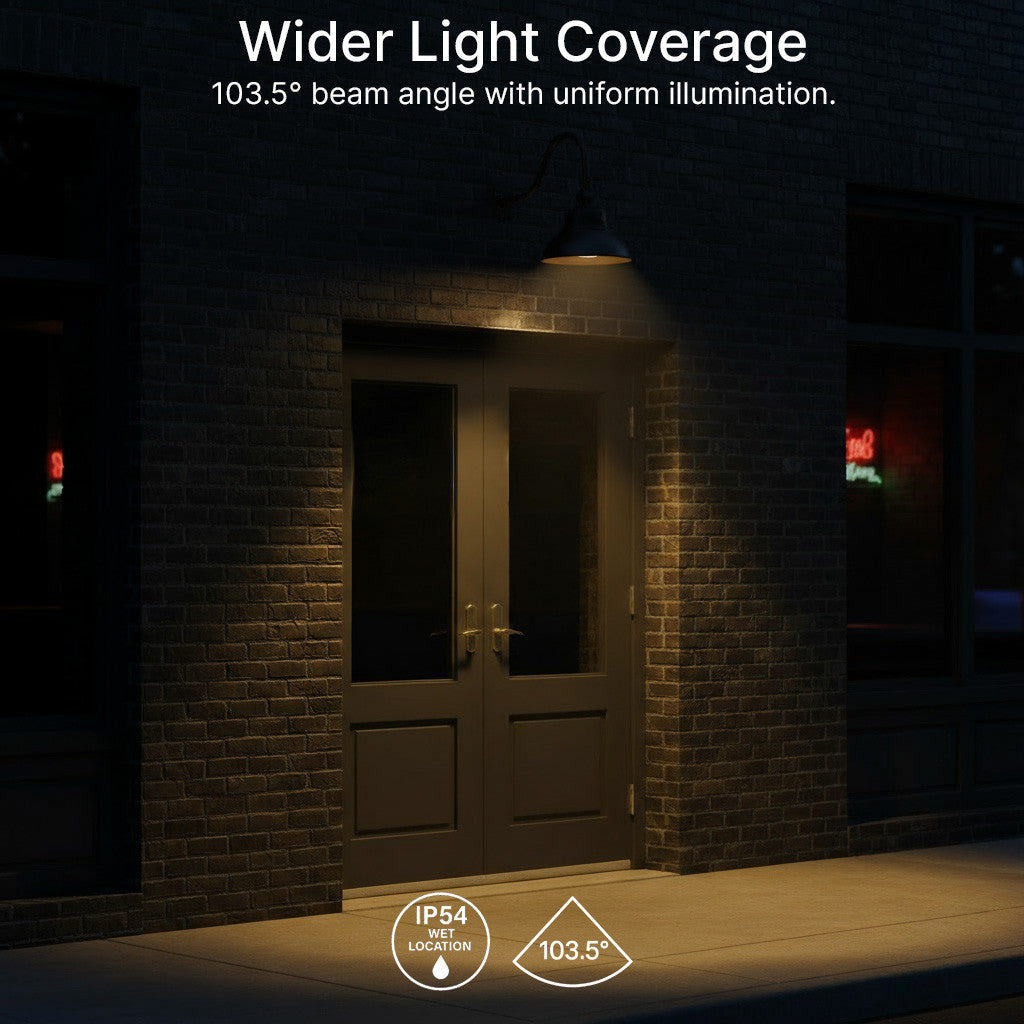 LED Outdoor Gooseneck Wall Lights - Medium 25 Watts - 3000 Lumens - Color Selectable 30K/40K/50K - 120-277V - Integrated Photocell - Bronze Finish