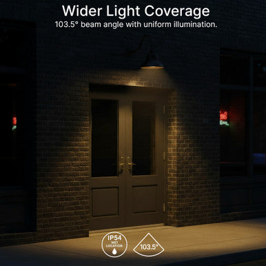 LED Outdoor Gooseneck Wall Lights - Medium 25 Watts - 3000 Lumens - Color Selectable 30K/40K/50K - 120-277V - Integrated Photocell - Bronze Finish