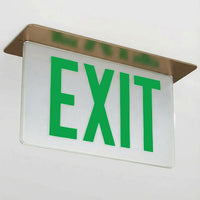 Lithonia Aluminum Edge-Lit Exit Sign, Bronze, Single face, Green with mirror separator, Dual voltage, AC Only - NO Emergency Battery
