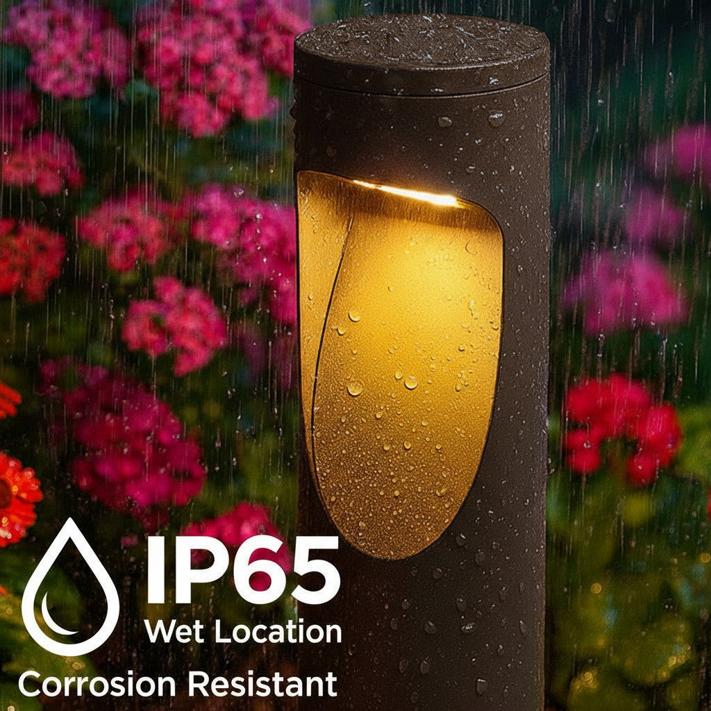 LED Garden Pathway Bollard Light - 15 Watts 1500 Lumens - Color Selectable 30K/40K/50K - 26 Inches Tall - 120-277V - Bronze Finish