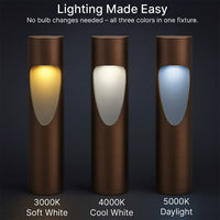 LED Garden Pathway Bollard Light - 15 Watts 1500 Lumens - Color Selectable 30K/40K/50K - 26 Inches Tall - 120-277V - Bronze Finish