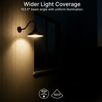 LED Outdoor Gooseneck Wall Lights - Large 40 Watts - 4800 Lumens - Color Selectable 30K/40K/50K - 120-277V - Integrated Photocell - Bronze Finish