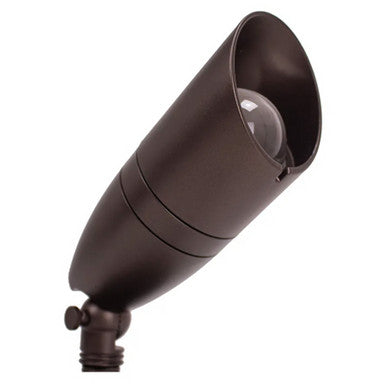 Slim Bullet LED Landscape Light With Shroud- 8 Watts - 700 Lumens - 120V - Color Temperature Selectable 30K/40K/50K  - Knuckle Mount With Included Stake - Oil Rubbed Bronze Finish