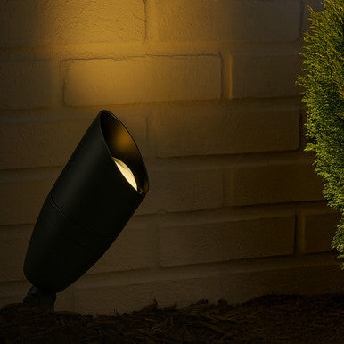 Slim Bullet LED Landscape Light With Shroud- 8 Watts - 700 Lumens - 120V - Color Temperature Selectable 30K/40K/50K  - Knuckle Mount With Included Stake - Oil Rubbed Bronze Finish
