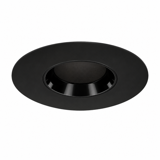 3IN Downlight Pinhole, Black Specular, Self Flanged,  Black painted flange, Wet Location Listing