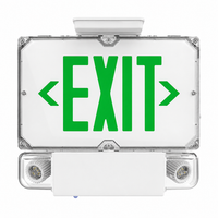 Industrial LED Exit and Emergency, Green, Dual Face, 2 Lamp Heads, Wall, Ceiling, End Mount, 120/277V 12W, White Housing, Remote Capability, Lithium Iron Phosphate (LiFePO) Battery