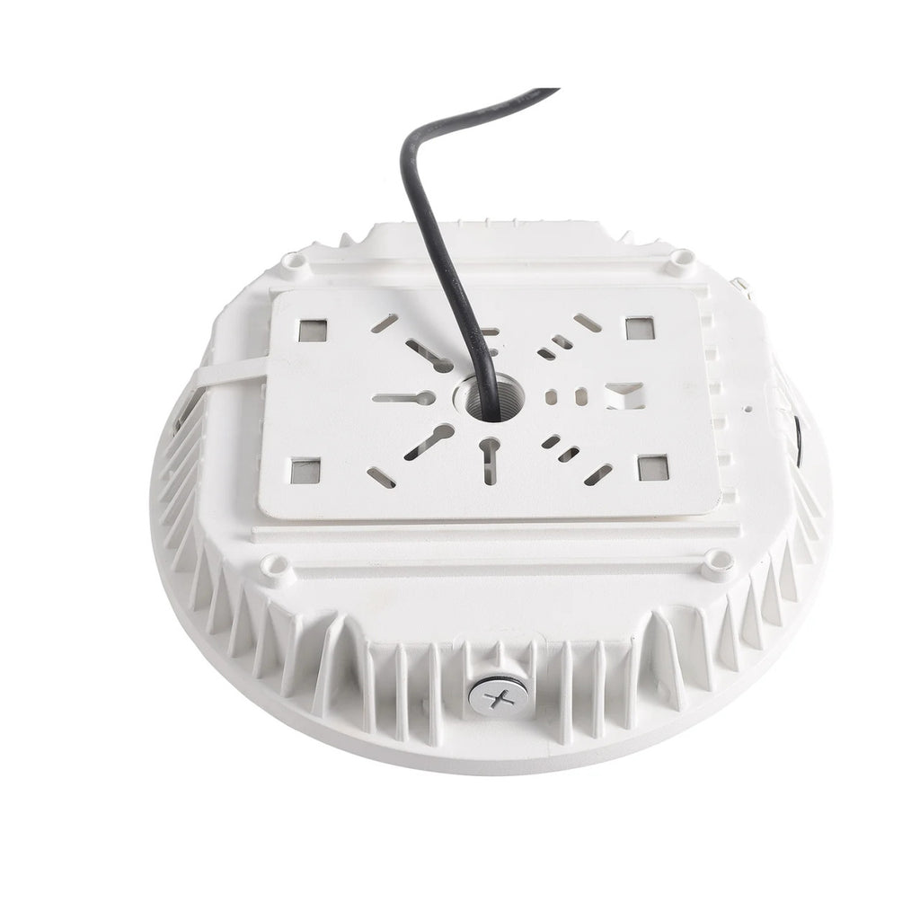 45 Watt LED Round Garage Canopy Light - Ceiling or Conduit Mount - 5000 Lumens - 5000K Daylight - 120-277V - White Finish