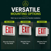 Standard Light pipe LED Exit & Emergency Combo - Red Lettering with White Housing Color - With 90 Minute Battery Back-Up