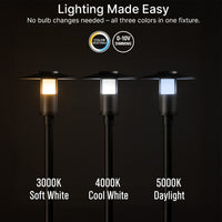 Indirect LED Post Light - Watt Selectable 40W/30W/20W/12W - Color Selectable 30K/40K/50K - 120-277V - 0-10V Dimmable - Black Finish